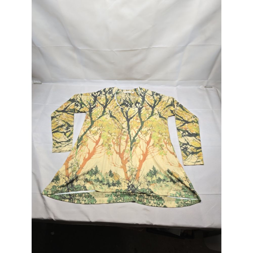 Soft Surroudings Anabel Tunic Top Womens XL Tree Forest Print Knit‎ Scoopneck